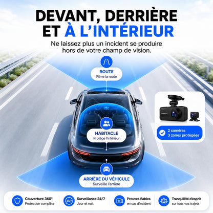 Dashcam SIVONYX V23 — Avant, intérieur et arrière